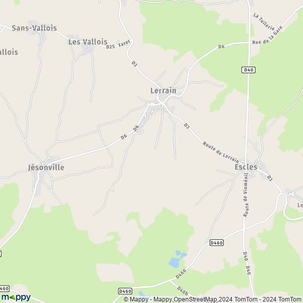 De kaart voor de stad Lerrain 88260