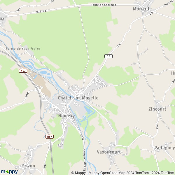 De kaart voor de stad Châtel-sur-Moselle 88330