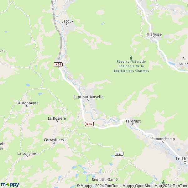 De kaart voor de stad Rupt-sur-Moselle 88360