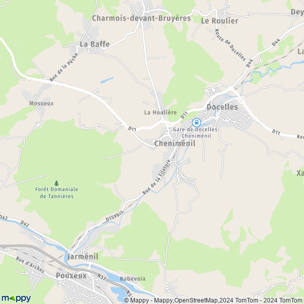 De kaart voor de stad Cheniménil 88460