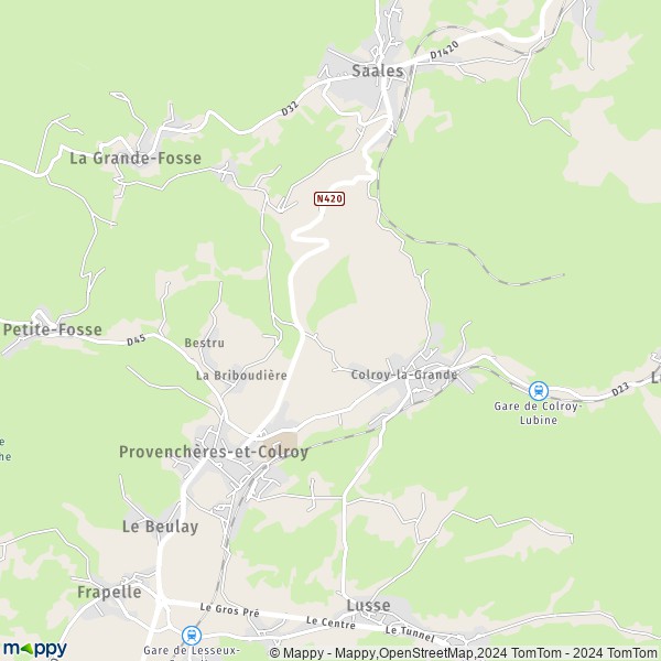 De kaart voor de stad Provenchères-et-Colroy 88490