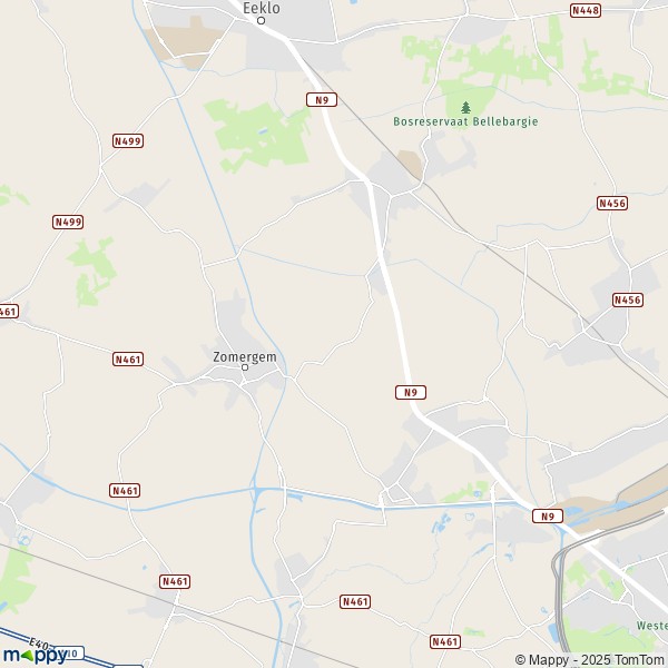 De kaart voor de stad 9030-9950 Lievegem