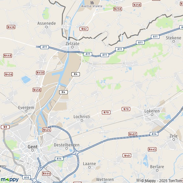 De kaart voor de stad 9060-9270 Lochristi