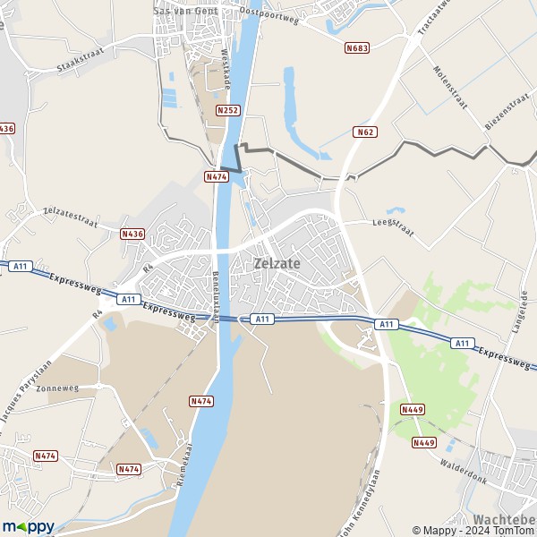 De kaart voor de stad 9060 Zelzate
