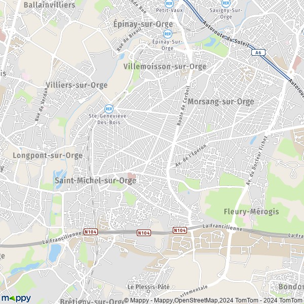 De kaart voor de stad Sainte-Geneviève-des-Bois 91700