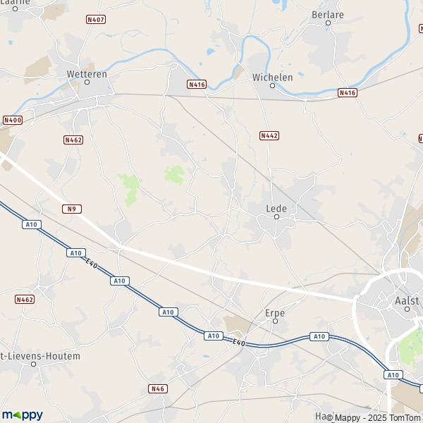 De kaart voor de stad 9200-9520 Lede