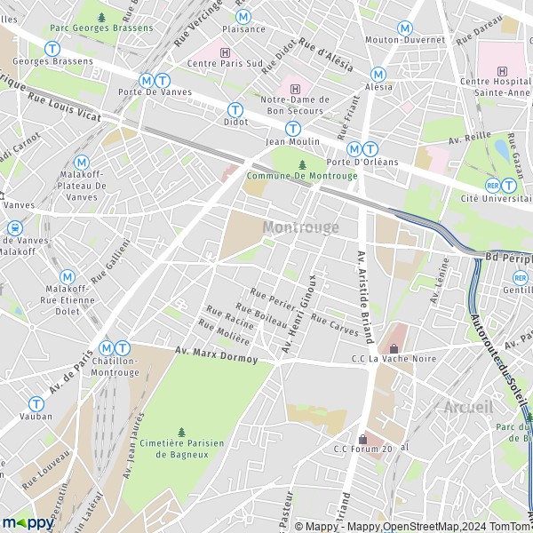 De kaart voor de stad Montrouge 92120