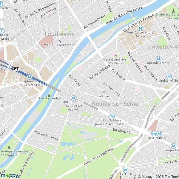 De kaart voor de stad Neuilly-sur-Seine 92200