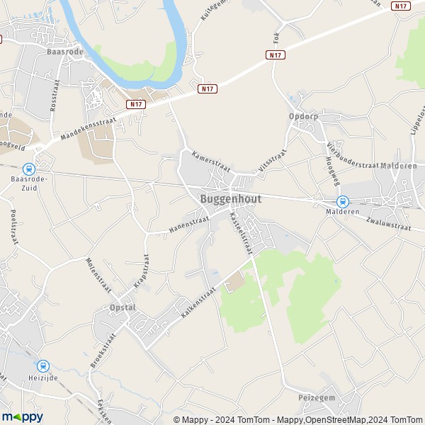De kaart voor de stad 9255 Buggenhout
