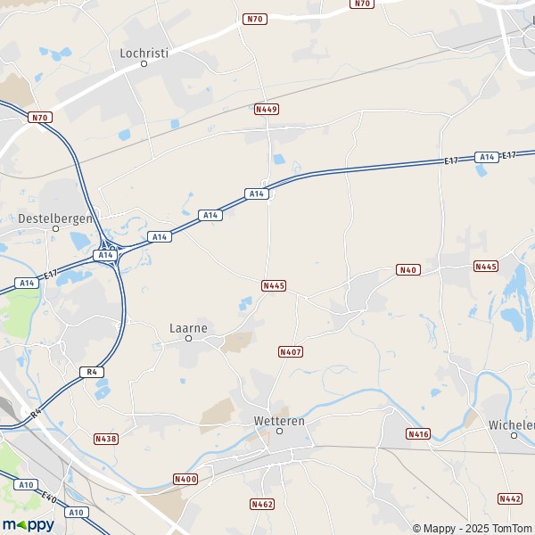 De kaart voor de stad 9270 Laarne