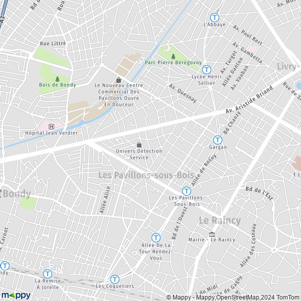 De kaart voor de stad Les Pavillons-sous-Bois 93320
