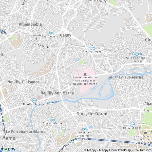 De kaart voor de stad Neuilly-sur-Marne 93330