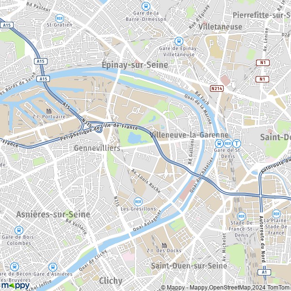 De kaart voor de stad L'Île-Saint-Denis 93450