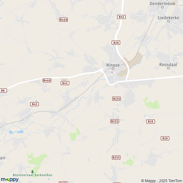 De kaart voor de stad 9400-9406 Ninove