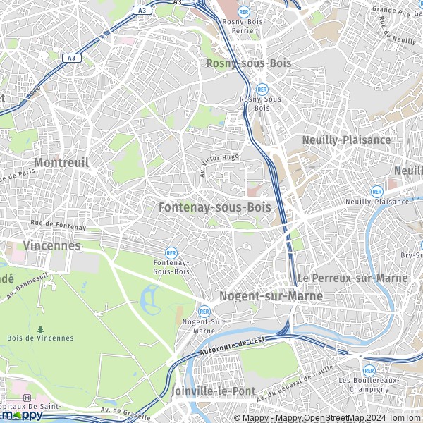 De kaart voor de stad Fontenay-sous-Bois 94120