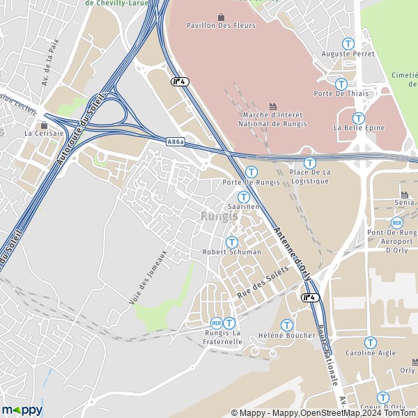 De kaart voor de stad Rungis 94150
