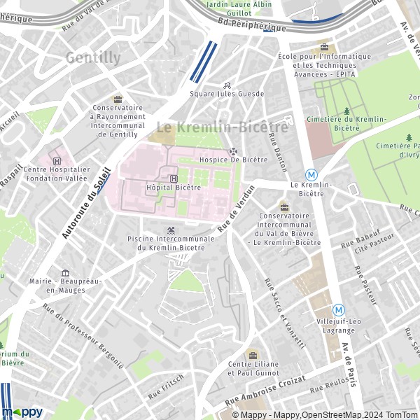 De kaart voor de stad Le Kremlin-Bicêtre 94270