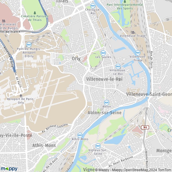 De kaart voor de stad Villeneuve-le-Roi 94290