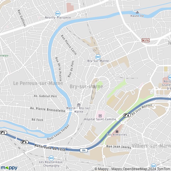De kaart voor de stad Bry-sur-Marne 94360