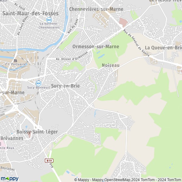 De kaart voor de stad Sucy-en-Brie 94370
