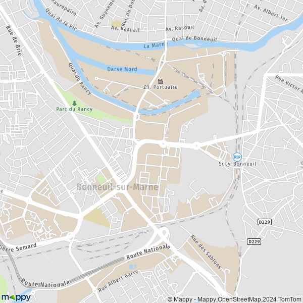 De kaart voor de stad Bonneuil-sur-Marne 94380