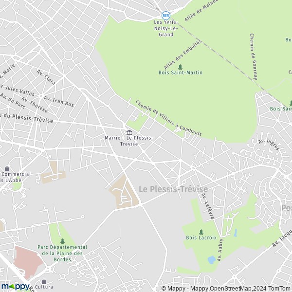 De kaart voor de stad Le Plessis-Trévise 94420