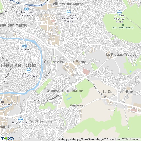 De kaart voor de stad Chennevières-sur-Marne 94430