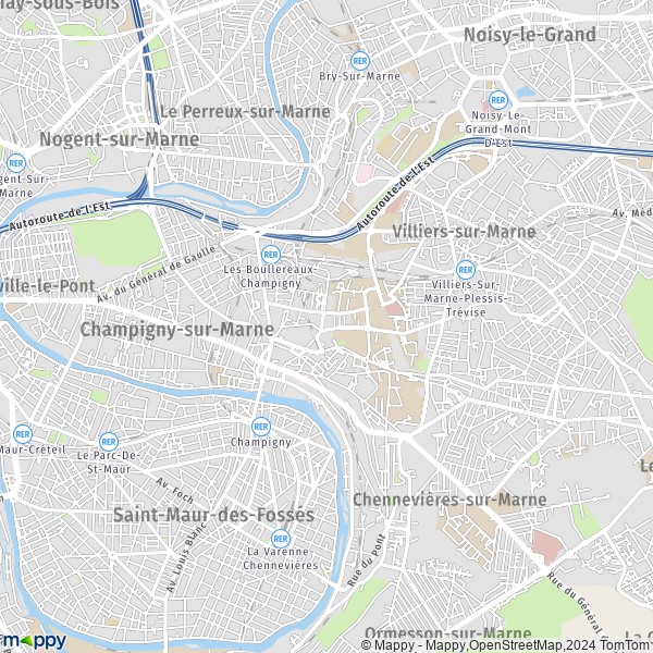 De kaart voor de stad Champigny-sur-Marne 94500