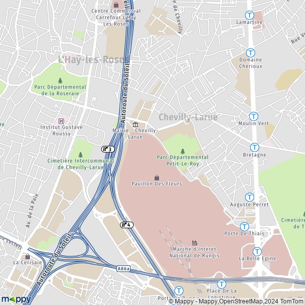 De kaart voor de stad Chevilly-Larue 94550