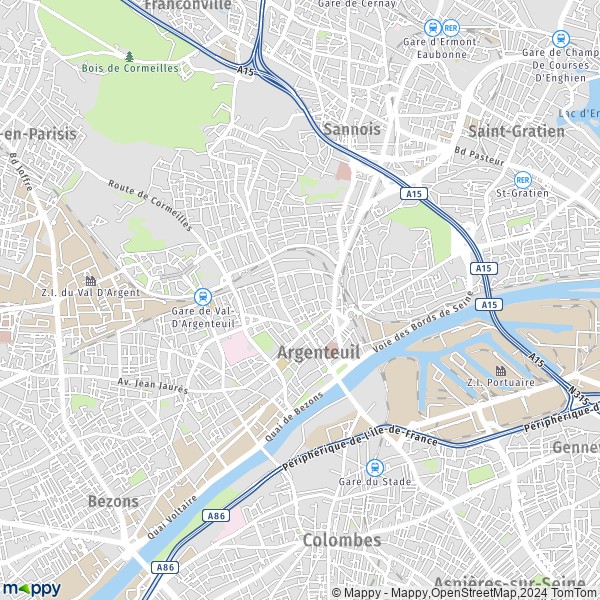 De kaart voor de stad Argenteuil 95100