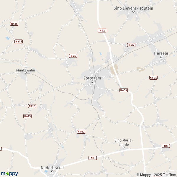 De kaart voor de stad 9520-9860 Zottegem