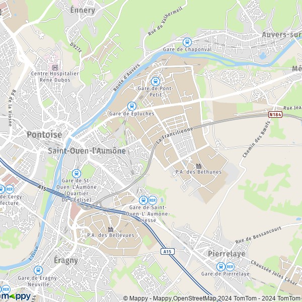 De kaart voor de stad Saint-Ouen-l'Aumône 95310