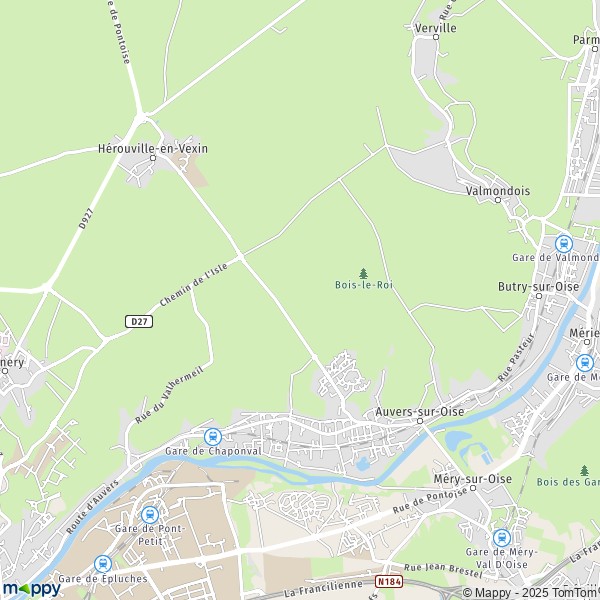 De kaart voor de stad Auvers-sur-Oise 95430