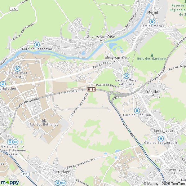 De kaart voor de stad Méry-sur-Oise 95540