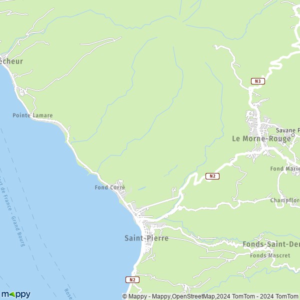De kaart voor de stad Saint-Pierre 97250