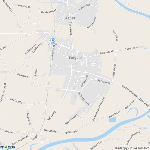 De kaart voor de stad Zingem, 9750 Kruisem