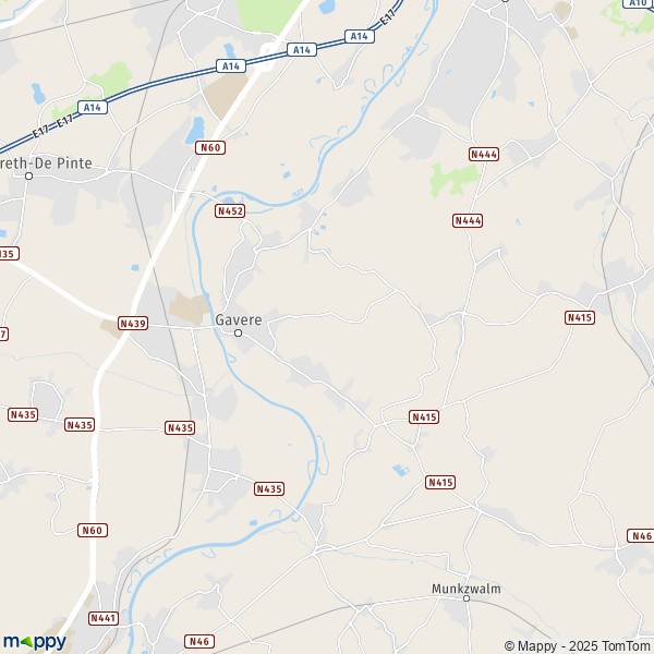 De kaart voor de stad 9810-9890 Gavere