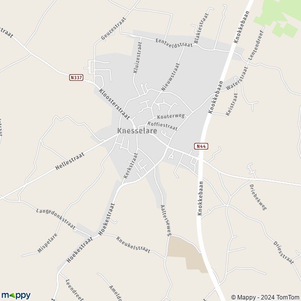 De kaart voor de stad Knesselare, 9910 Aalter