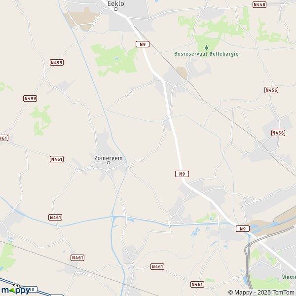 De kaart voor de stad Lovendegem, 9920 Lievegem