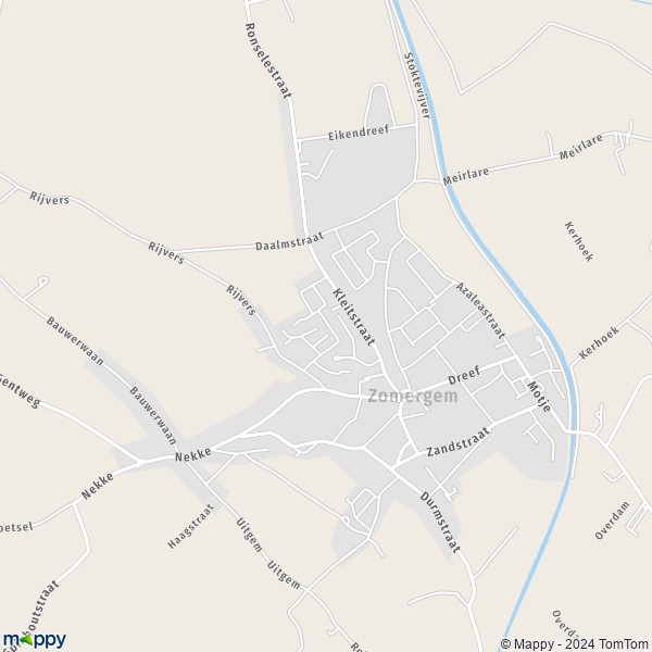 De kaart voor de stad Zomergem, 9930-9950 Lievegem
