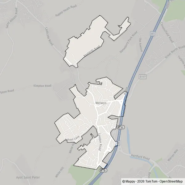 Plattegrond Welwyn : kaart van Welwyn, Welwyn Hatfield AL6 9 en ...