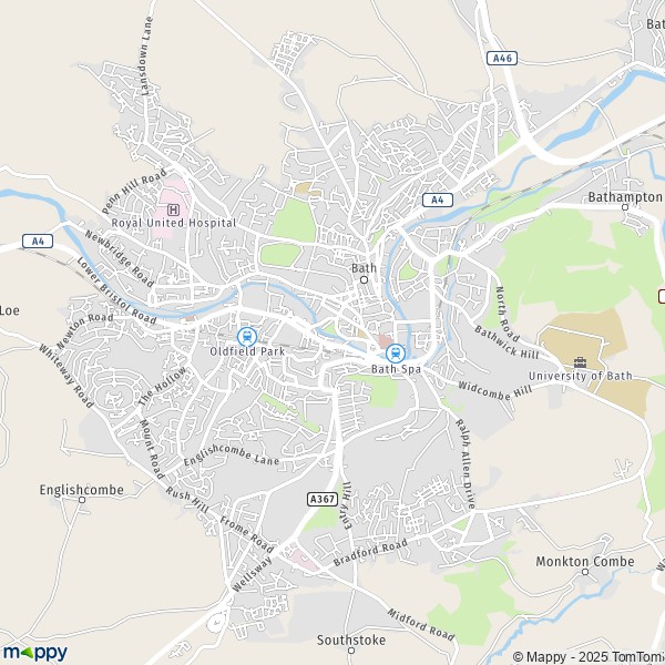 Kaart Bath, Bath and North East Somerset BA1 2