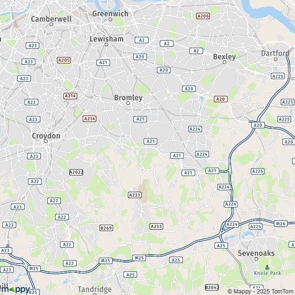 De kaart voor de stad Bromley BR1 1-SE9 4