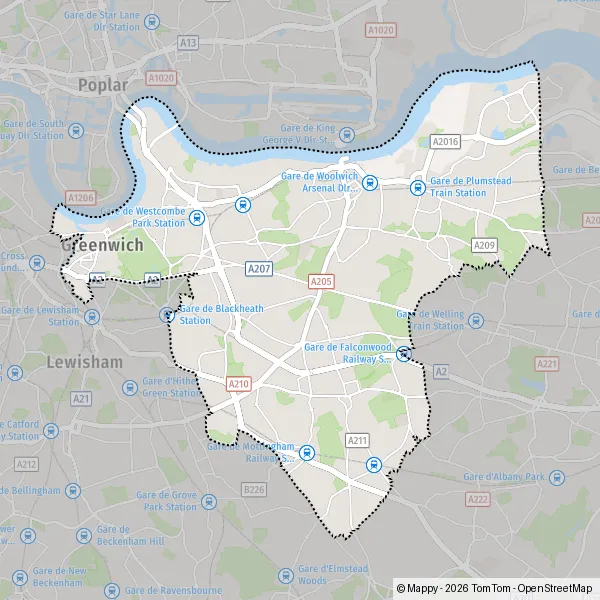 Plattegrond Greenwich : kaart van Greenwich (E14 9) en praktische info