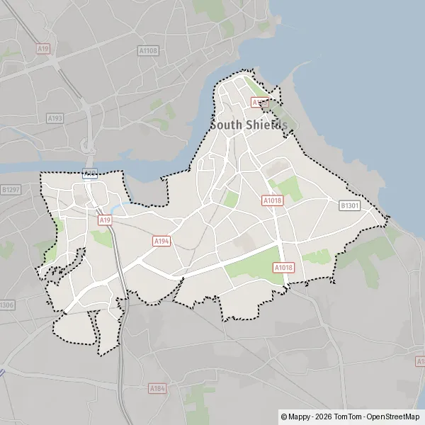 Plattegrond South Shields : kaart van South Shields, South Tyneside ...