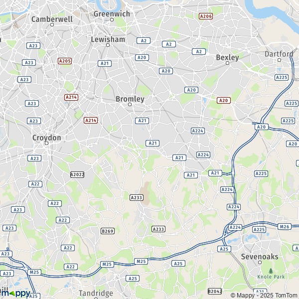 De kaart voor de stad Bromley BR1 1-SE9 4