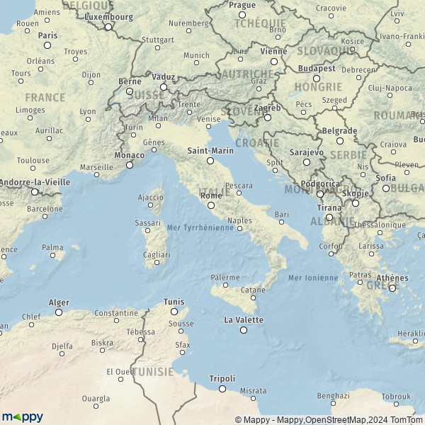 De kaart voor de Italië
