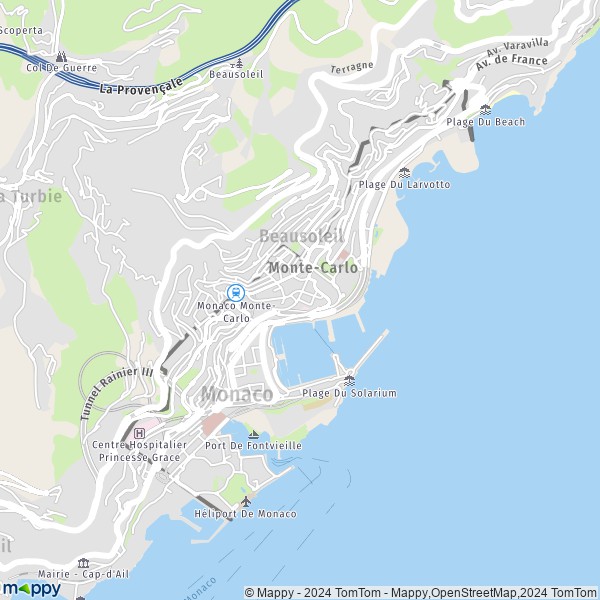 De kaart voor de Monaco