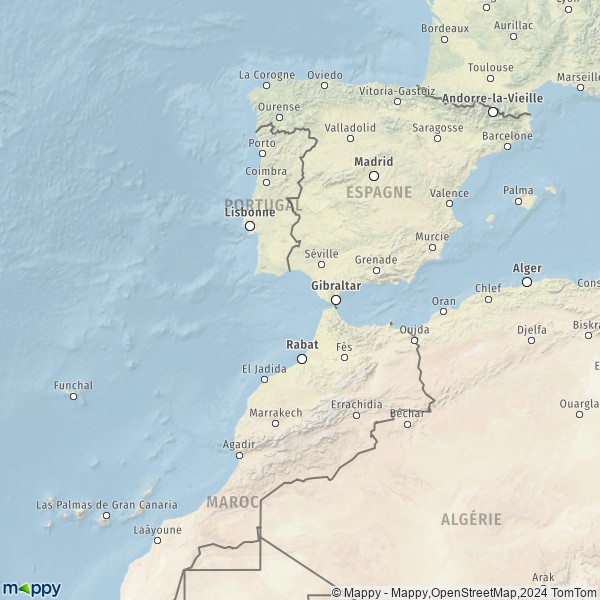 De kaart voor de Spanje