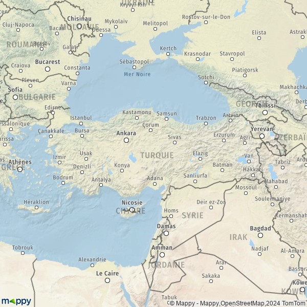De kaart voor de Turkije